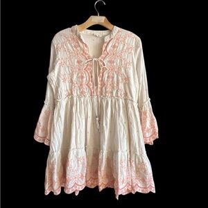 Chic White and Pink Lace Dress
